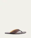 Stuart Weitzman Men's Bastian Padded Leather Flip-flops In Espresso