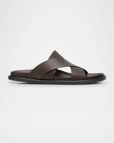STUART WEITZMAN MEN'S BERKLEY LEATHER CRISS-CROSS SLIDE SANDALS