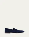 Stuart Weitzman Men's Briggs Suede Venetian Loafers In Navy
