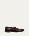 Stuart Weitzman Men's Club Brushed Leather Slip-on Loafers In Brown