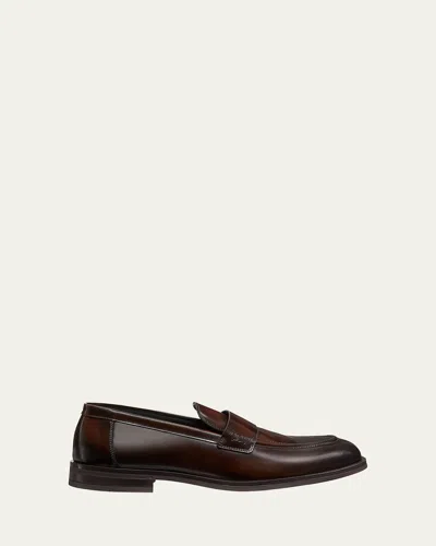 Stuart Weitzman Men's Club Brushed Leather Slip-on Loafers In Brown