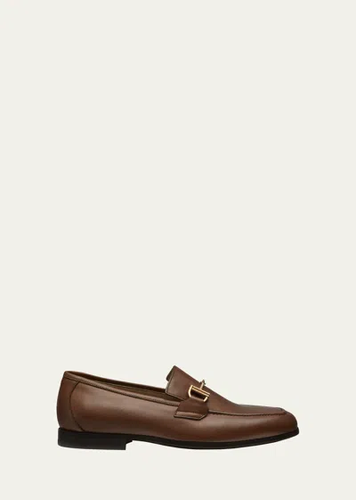 Stuart Weitzman Men's Club Leather Luxe Bit Loafers In Cognac/gold