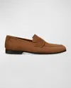 Stuart Weitzman Men's Club Suede Penny Loafers In Camel