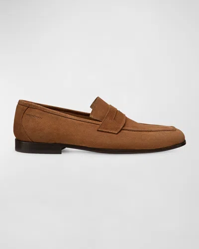 STUART WEITZMAN MEN'S CLUB SUEDE PENNY LOAFERS