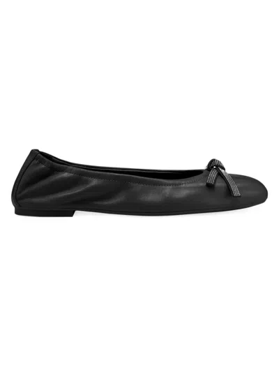 Stuart Weitzman Men's Embellished Bow Leather Ballet Flats In Black