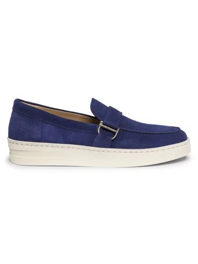 Stuart Weitzman Men's Hamptons Leather Buckle Loafers In Royal Blue