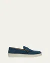 Stuart Weitzman Men's Hamptons Suede Buckle Loafers In Navy.