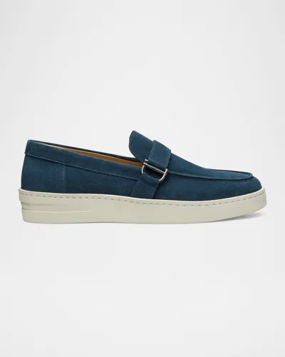 Stuart Weitzman Men's Hamptons Suede Buckle Loafers In Navy.