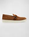 STUART WEITZMAN MEN'S HAMPTONS SUEDE BUCKLE LOAFERS