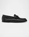 Stuart Weitzman Men's Montauk Grained Leather Moccasin Loafers In Black