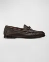 Stuart Weitzman Men's Montauk Grained Leather Moccasin Loafers In Dark Brown