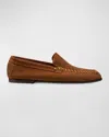 Stuart Weitzman Men's Montauk Suede Moccasin Loafers In Tan