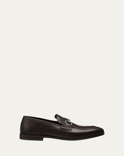 Stuart Weitzman Men's Simon Leather Twist Bit Loafers In Brown