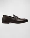 Stuart Weitzman Men's Simon Leather Twist Bit Loafers In Dark Brown