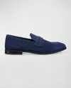 Stuart Weitzman Men's Simon Suede Crisscross Penny Loafers In Blue