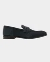 Stuart Weitzman Men's Simon Suede Crisscross Penny Loafers In Off Black