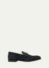 Stuart Weitzman Men's Simon Suede Crisscross Penny Loafers In Black