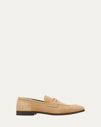 Stuart Weitzman Men's Simon Suede Crisscross Penny Loafers In Sand