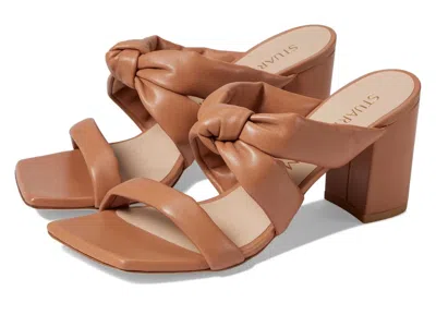 Stuart Weitzman Men's  Playa 75 Knot Block Slide B Tan Leather Htat489 In Brown