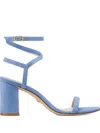Stuart Weitzman Merinda Block Crossover Ankle Strap Sandals In Blue