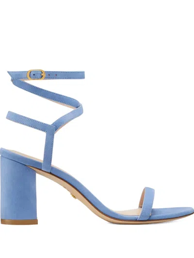 Stuart Weitzman Merinda Block Crossover Ankle Strap Sandals In Blue
