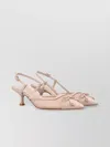 Stuart Weitzman Mesh And Leather Slingback Pumps With Sculptural Heel