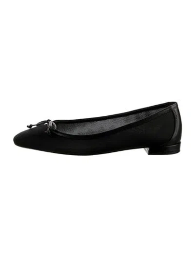 Pre-owned Stuart Weitzman Mesh Bow Accents Ballet Flats In Black