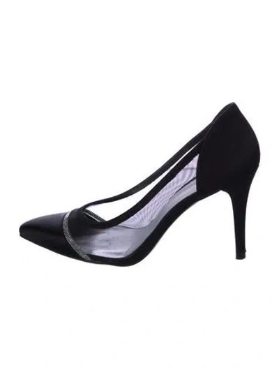 Pre-owned Stuart Weitzman Mesh Crystal Embellishments Pumps In Black