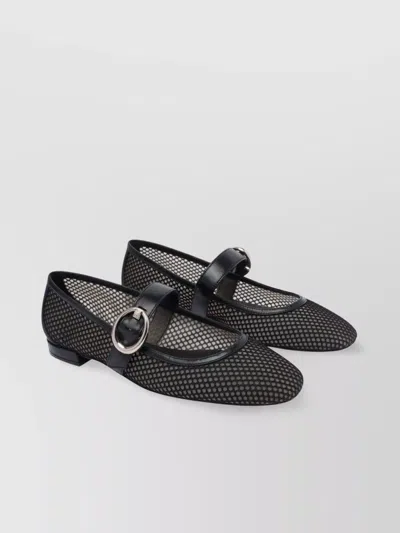 Stuart Weitzman Mesh Fishnet Round Toe Ballerina Shoes