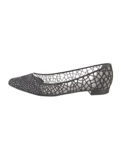 Pre-owned Stuart Weitzman Mesh Lace Pattern Ballet Flats In Black