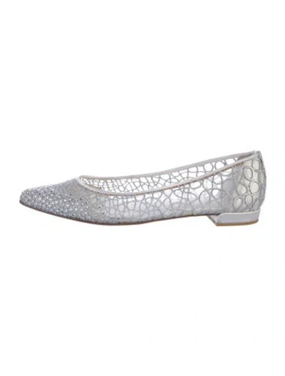 Pre-owned Stuart Weitzman Mesh Lace Pattern Ballet Flats In White