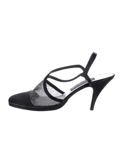 Pre-owned Stuart Weitzman Mesh Mesh Accents Mules In Black