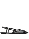 Stuart Weitzman Black Slingback Ballerinas With Pointed Design In Black