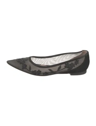 Pre-owned Stuart Weitzman Mesh Printed Ballet Flats In Black