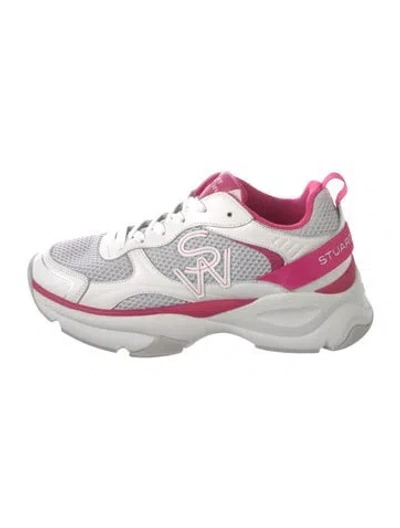 Pre-owned Stuart Weitzman Mesh Printed Chunky Sneakers In White