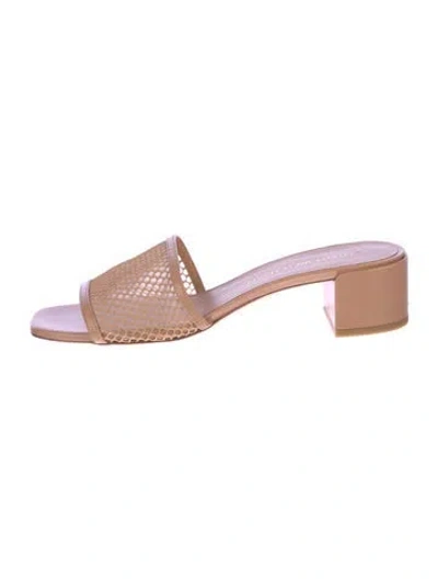 Pre-owned Stuart Weitzman Mesh Slides In Neutral
