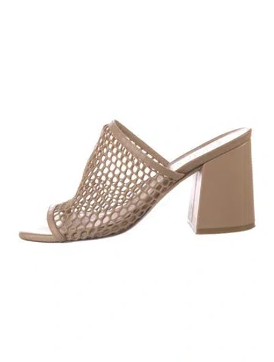 Pre-owned Stuart Weitzman Mesh Slides In Neutral