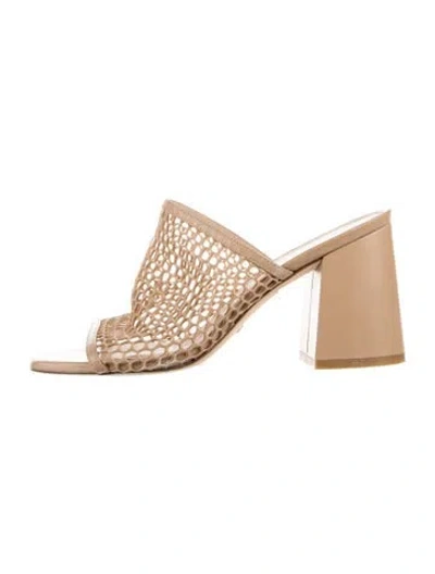 Pre-owned Stuart Weitzman Mesh Slides In Neutral