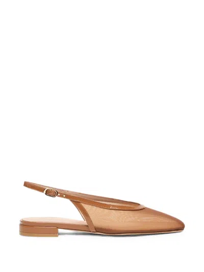 Stuart Weitzman Mesh Slingback Ballet Flats In Brown