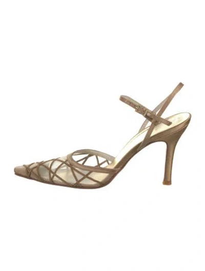 Pre-owned Stuart Weitzman Mesh Slingback Pumps In Neutral