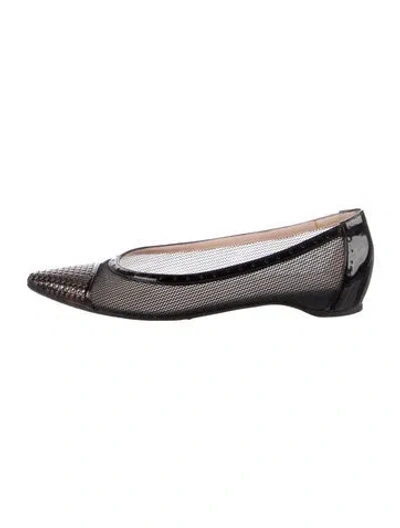 Pre-owned Stuart Weitzman Mesh Studded Accents Ballet Flats In Black