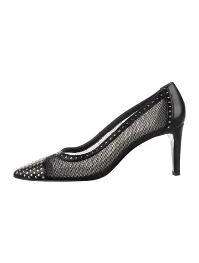 Pre-owned Stuart Weitzman Mesh Studded Accents Pumps In Black