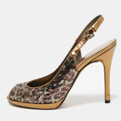 Stuart Weitzman Metallic Animal Print Sequins Platform Slingback Sandals In Multi