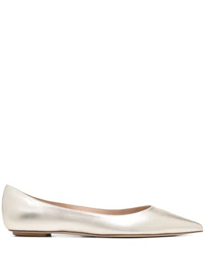 Stuart Weitzman Metallic Ballet Flats In Gold