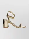 Stuart Weitzman Metallic Block Heel Open Toe Sandals In Neutral