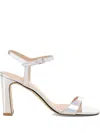 Stuart Weitzman Metallic Block-heel Sandals In Silver