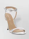 Stuart Weitzman Metallic Buckle Wrap Sandals In Silver