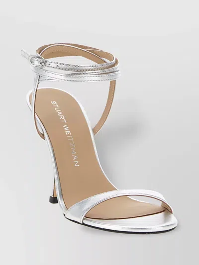 Stuart Weitzman Metallic Buckle Wrap Sandals In Pink