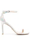 Stuart Weitzman Metallic-effect 100mm Sandals In Silver