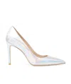 Stuart Weitzman Metallic-effect 95mm Pointed Pumps In White